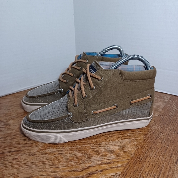 Sperry Womens Top-Sider Shoes Sz 5.5 Sequins Olive Green Hightops Lace Up. See p - Picture 2 of 9